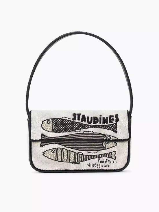 STAUD Handbags - STAUD BEADED TOMMY BAG STAUDINES BLACK WHITE NWOT Limited Collection